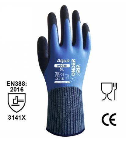 Handschuhe Wonder Grip®, WG-318 Aqua, Größe XL/10, PA