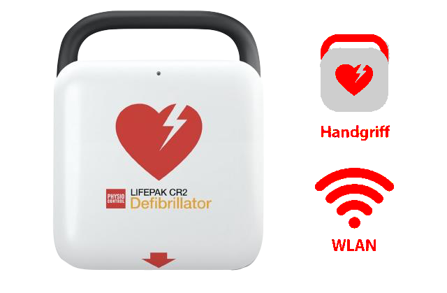 AED LIFEPAK® CR2, Halbautomat, mit W-LAN, 2-sprachig, Handgriff, kontinuierliche HLW