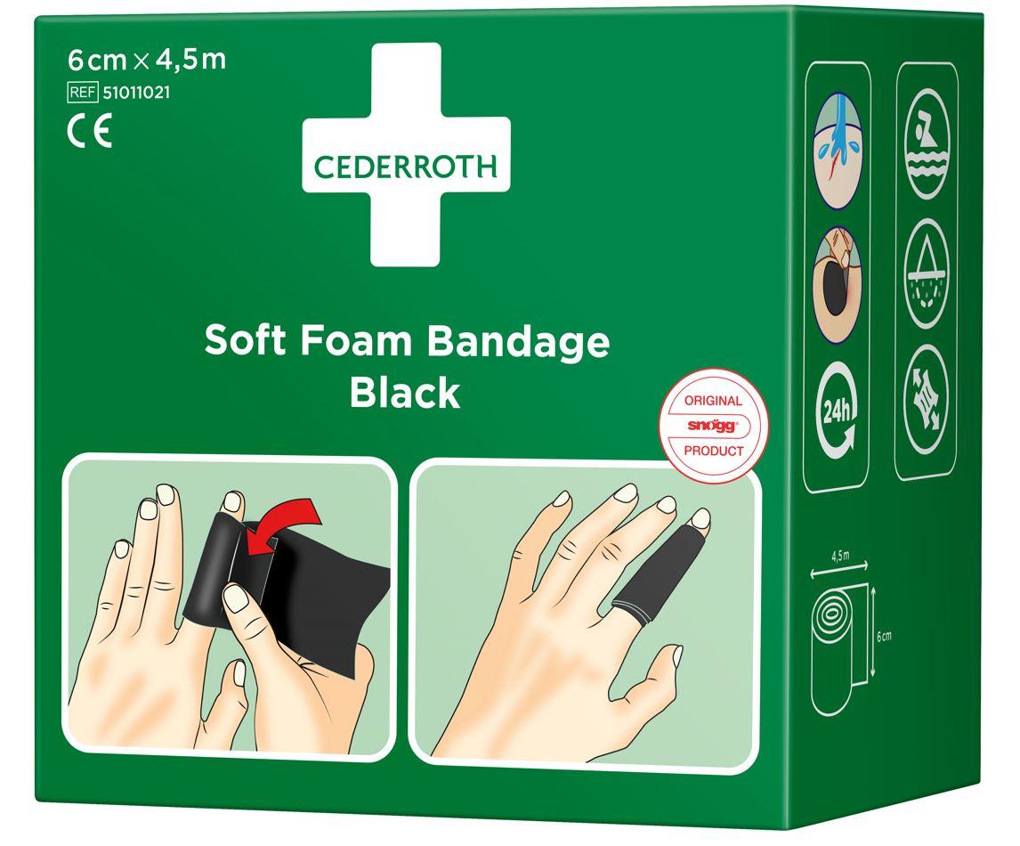 Schaumverband Soft Foam Bandage, schwarz, 6 cm x 4,5 m