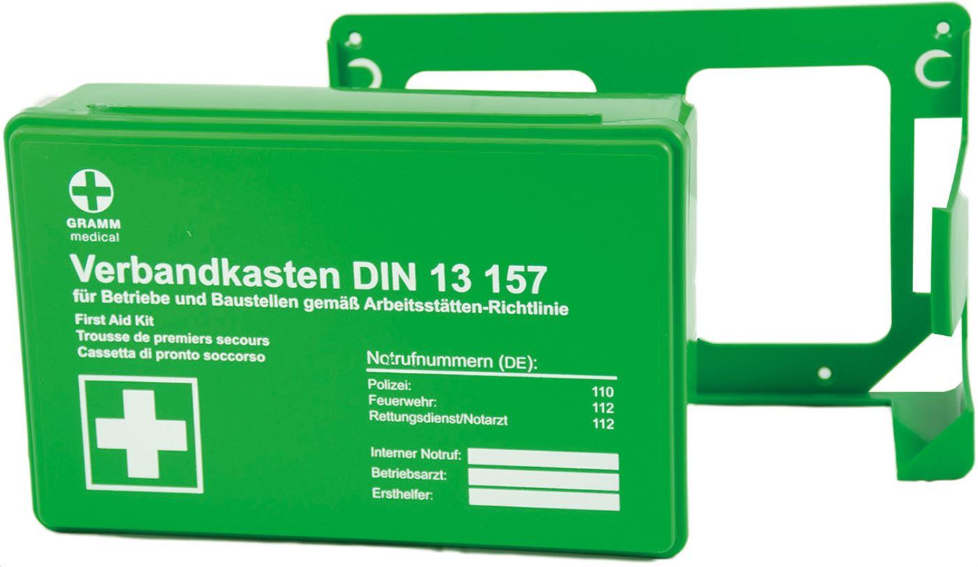 Betriebsverbandkasten nach DIN 13157 inkl. Wandhalterung, grün
