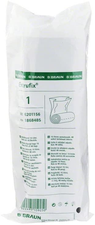 Abfallbeutel Extrufix®, B.Braun, grau 48 Beutel à 15 Liter, 1 Rolle