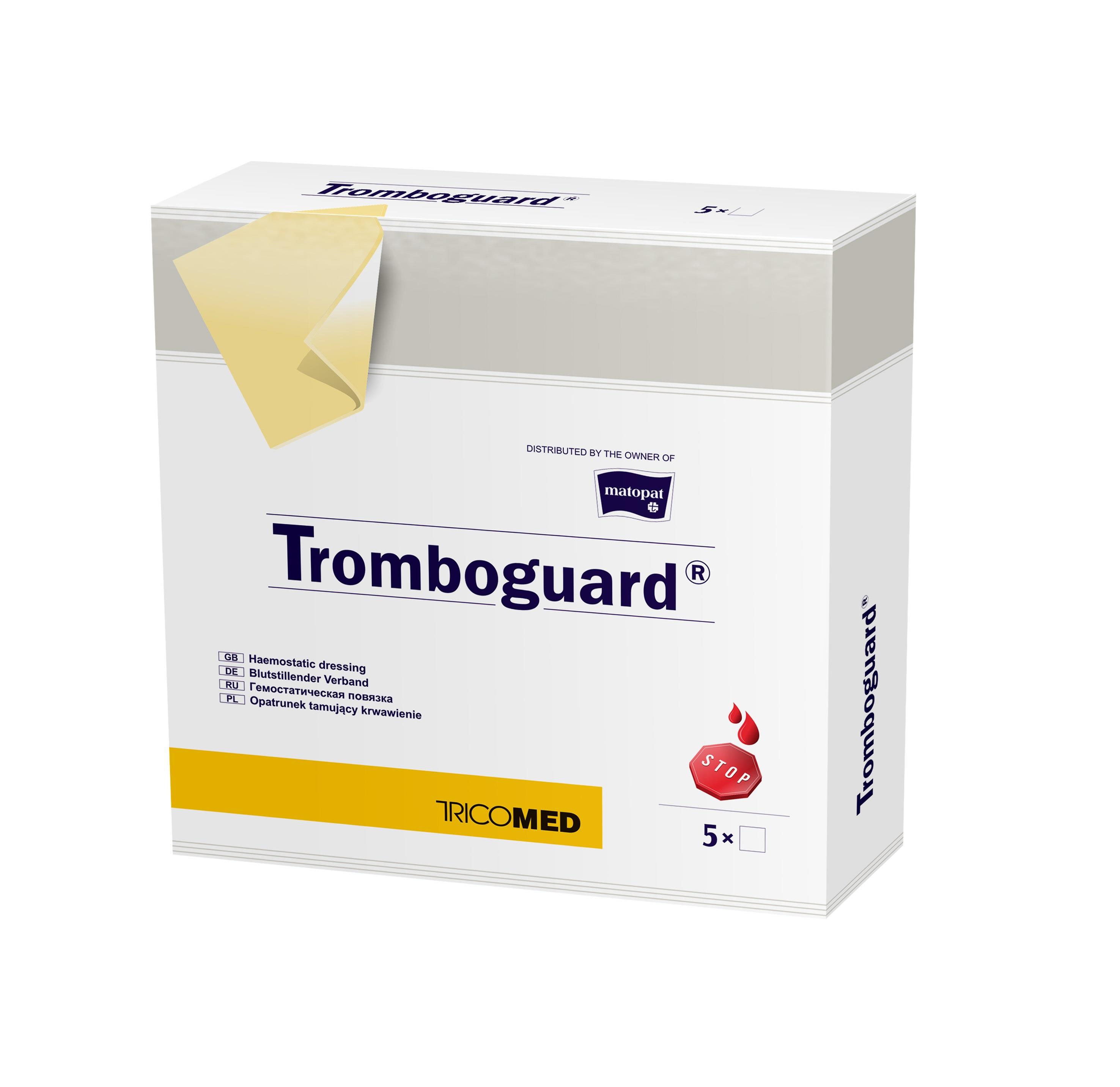 Wundverband TROMBOGUARD®, hämostatisch, steril, 10 x 10 cm, 5 Stück