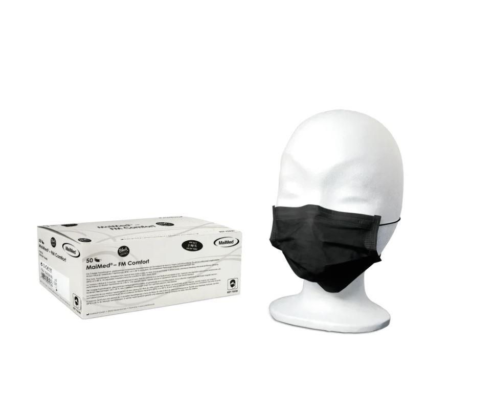 Einmal-OP-Maske MaiMed FM Comfort, Typ II, unsteril, schwarz, 50 Stück
