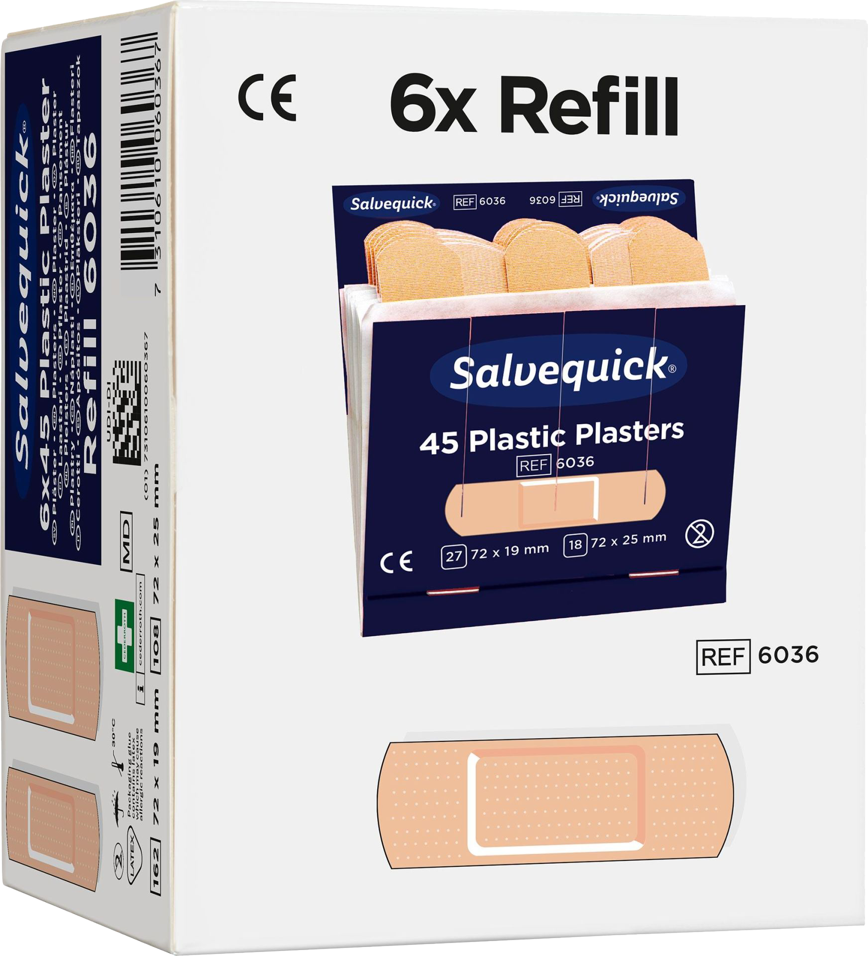 Pflaster-Refill Salvequick® 6036, Plastikpflaster, wasserabweisend, 6x 45 Pflaster