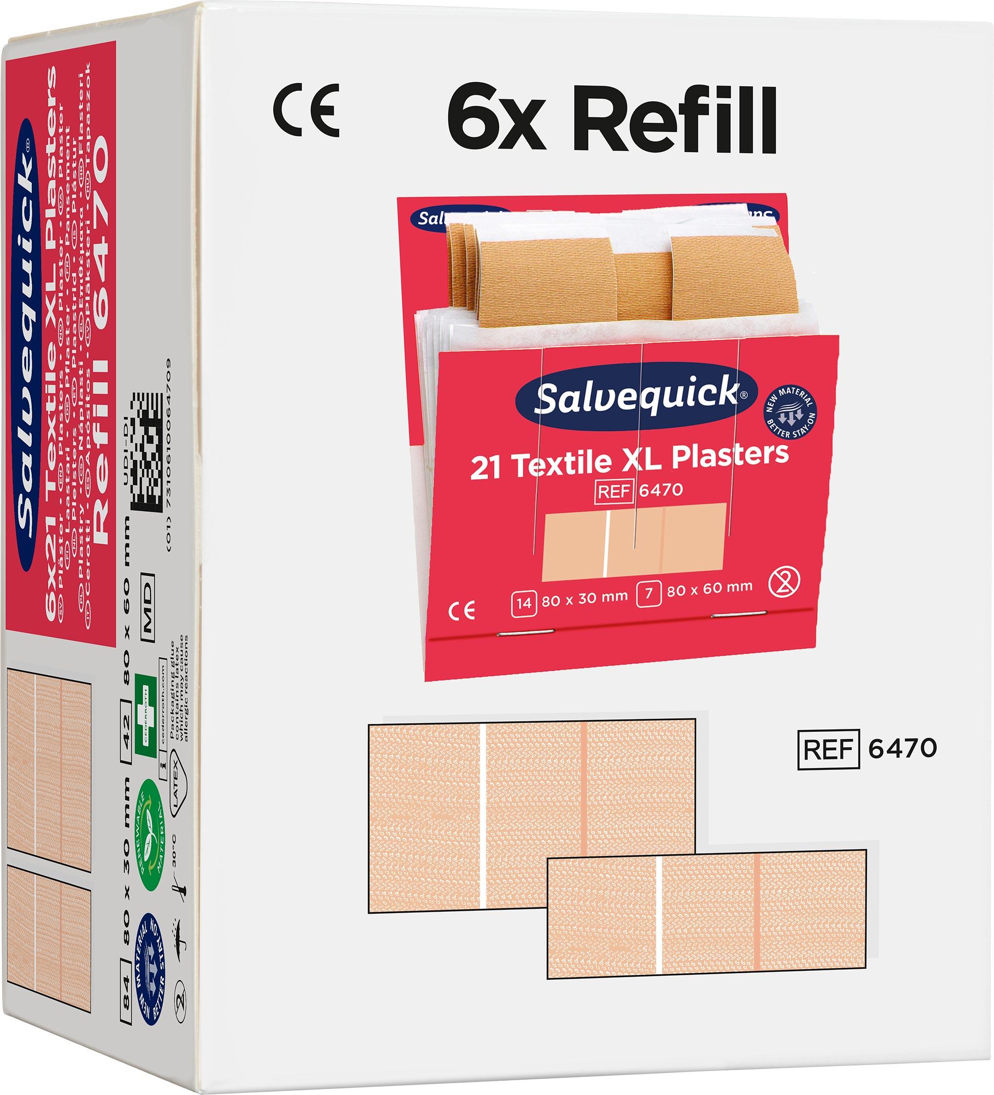 Pflaster-Refill Salvequick® 6470, Textilpflaster XL, 6x 21 Pflaster