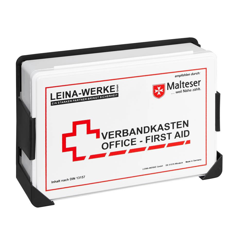 Betriebsverbandkasten, Erste-Hilfe-Koffer Office-First Aid, mit Wandhalterung, LEINA-WERKE, nach DIN 13157, weiß