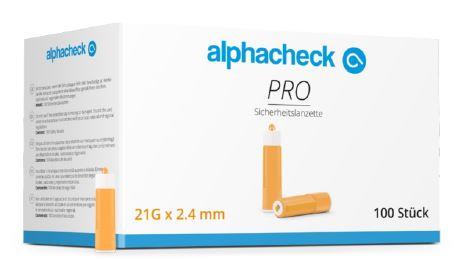 Sicherheitslanzette alphacheck PRO, 21G x 2,4 mm, 100 Stück