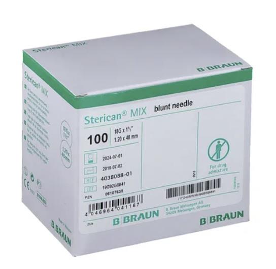 Aufziehkanüle Sterican®, Mix stumpf, B.Braun, G18 x 1 1/2", 1,20 x 40 mm, 100 Stück