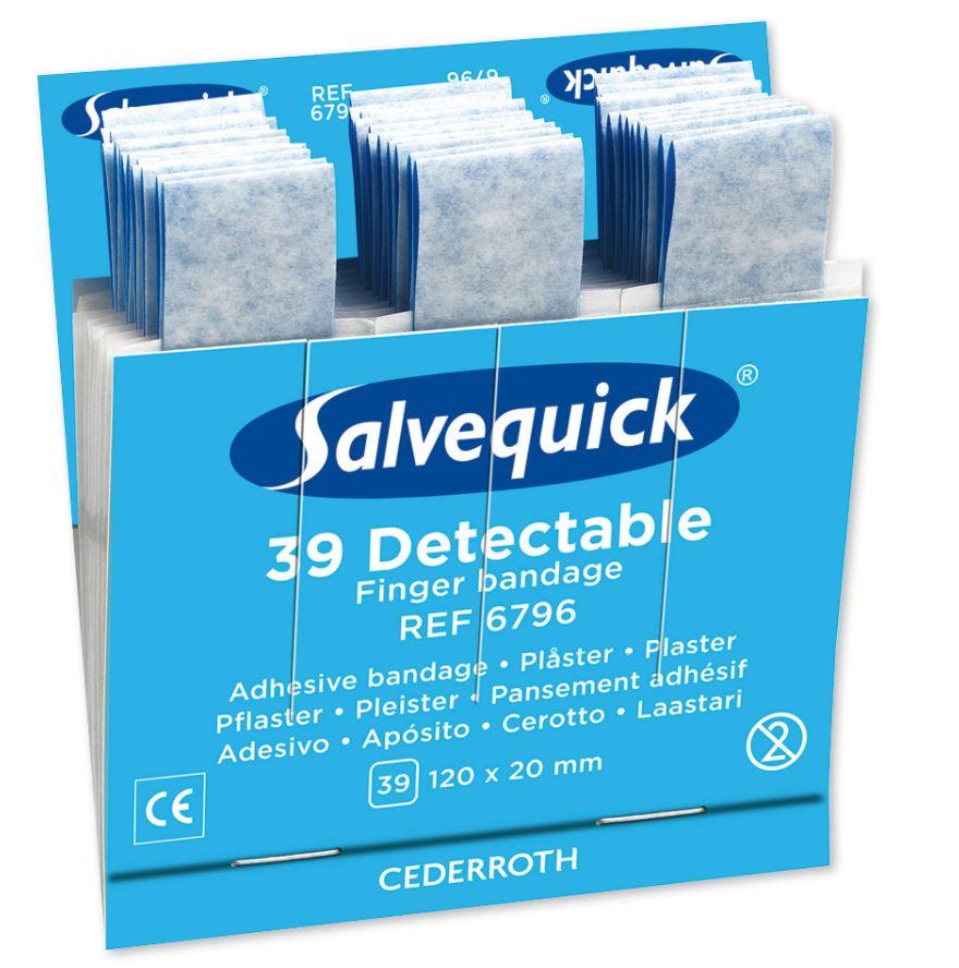 Pflaster-Refill Salvequick® 6796, Fingerverband detektierbar, blau, 6x 39 Pflaster