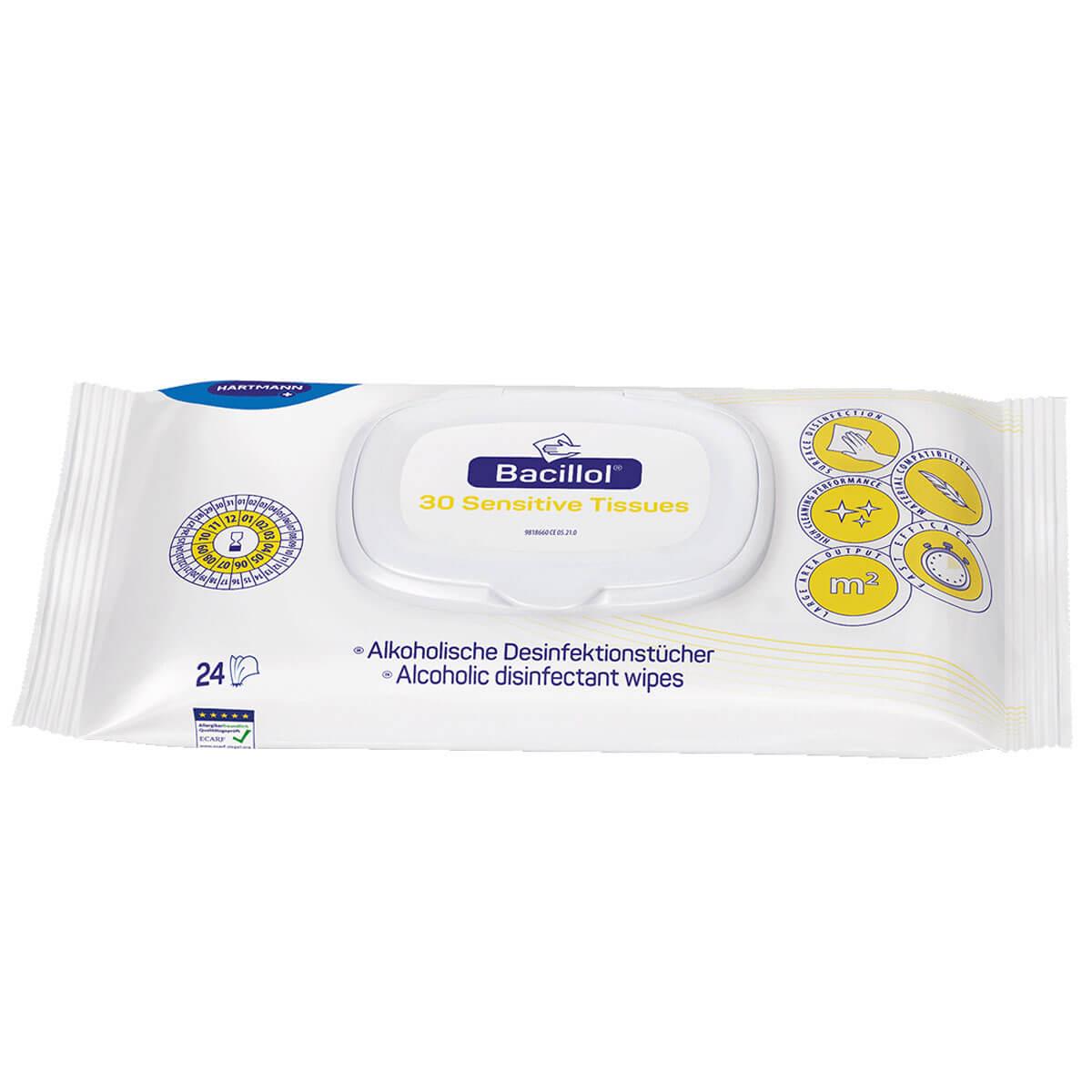 Desinfektionstücher Bacillol® 30 Sensitive Tissues, Flowpack, 24 Tücher