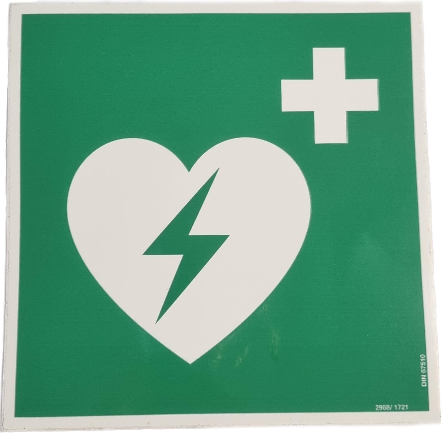 Aufkleber AED, dünne Folie, grün, 20 x 20 cm
