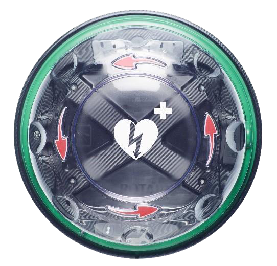 AED-Wandschrank ROTAID Solid Plus, innen/außen, grün/klarsicht, rote Pfeile, mit Alarmfunktion